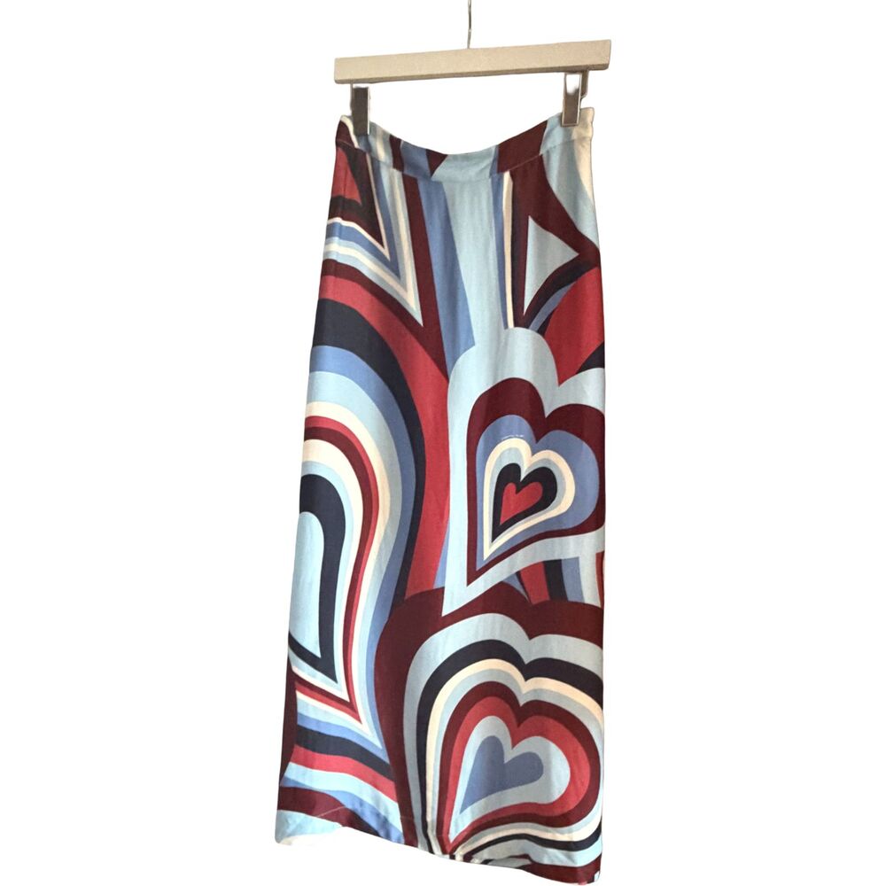 Farm Rio Graphic Heart Multicolor Maxi Skirt Pucci Aesthetic NWT Sz S